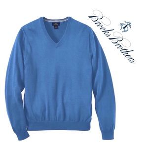 Brooks Brothers V-Neck Wool Sweater Sky Blue new